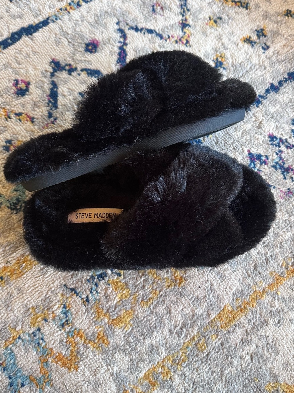 Steve Madden Black Slide Slippers - Picture 2 of 4